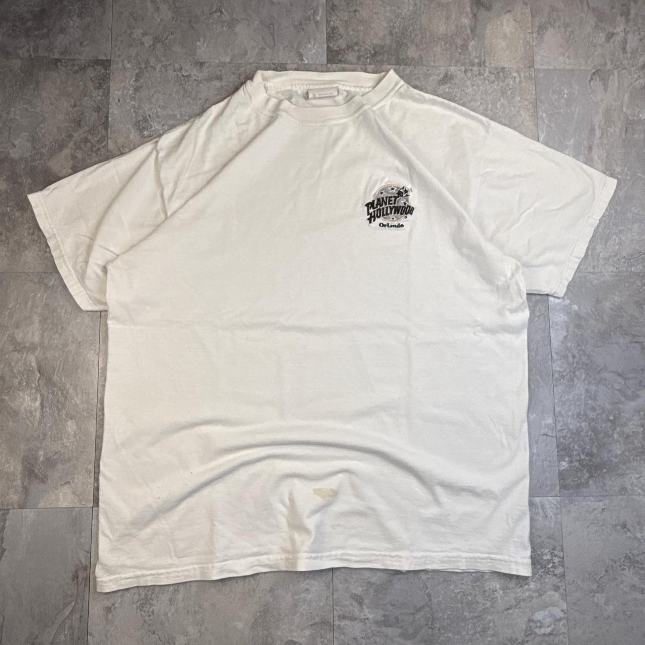 White Vintage 1991 Planet Hollywood Embroidery T Shirt Size Large